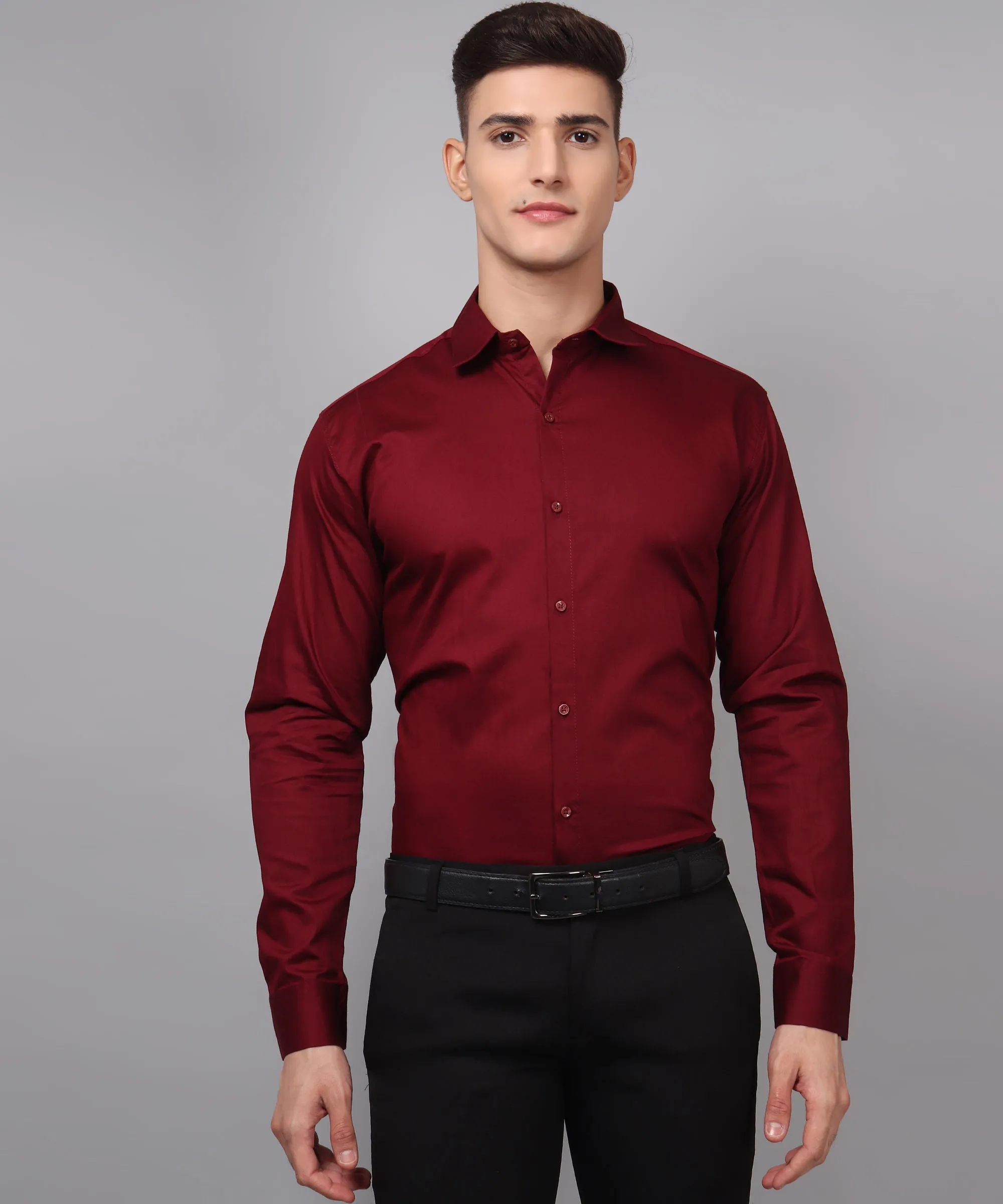 Exclusive TryBuy Premium Maroon Button-Up Shirt for Men