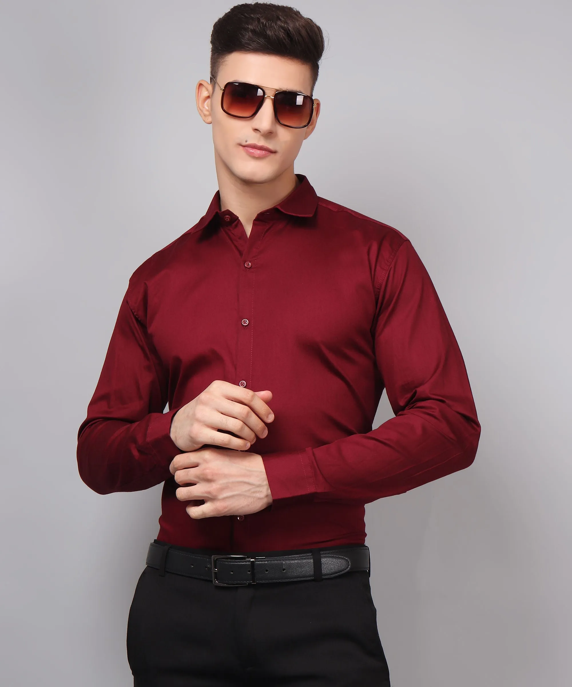 Exclusive TryBuy Premium Maroon Button-Up Shirt for Men