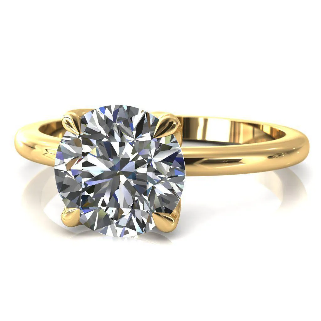 Felicity Round Lab-Grown Diamond Center Stone 4 Claw Prong Petal Basket Engagement Ring