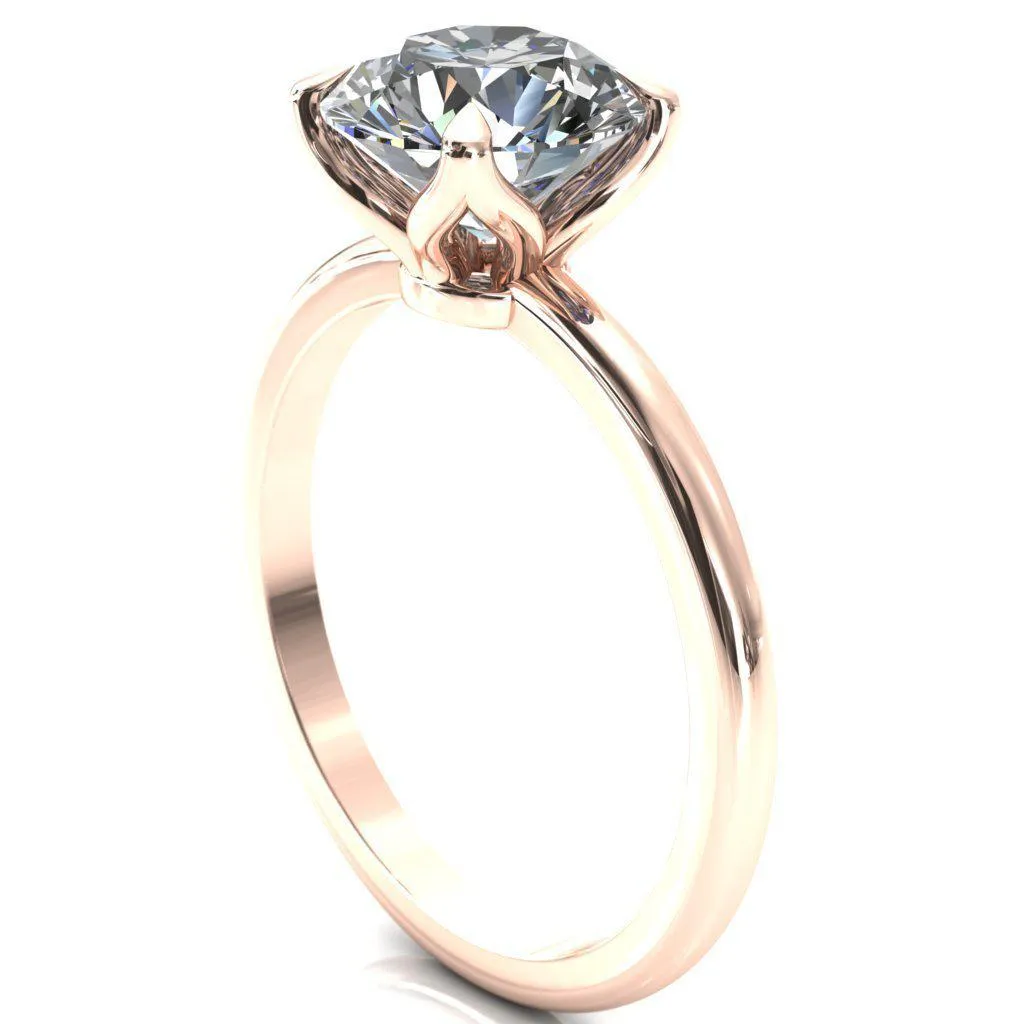 Felicity Round Lab-Grown Diamond Center Stone 4 Claw Prong Petal Basket Engagement Ring