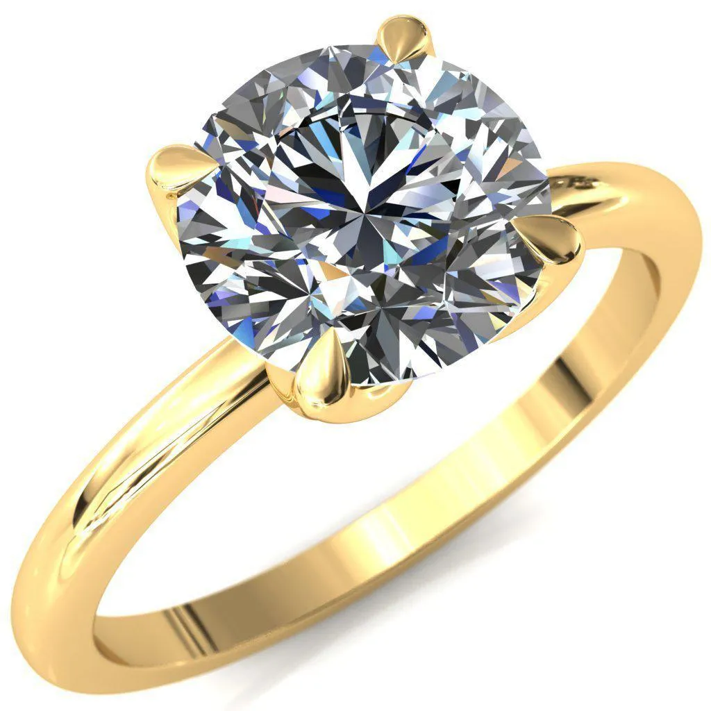 Felicity Round Lab-Grown Diamond Center Stone 4 Claw Prong Petal Basket Engagement Ring