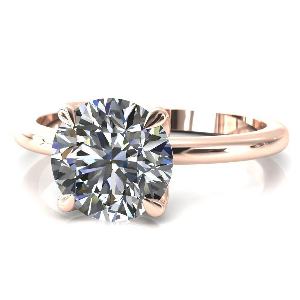 Felicity Round Lab-Grown Diamond Center Stone 4 Claw Prong Petal Basket Engagement Ring