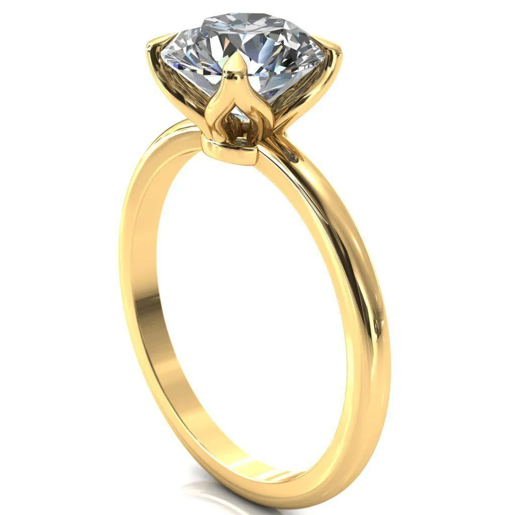 Felicity Round Lab-Grown Diamond Center Stone 4 Claw Prong Petal Basket Engagement Ring