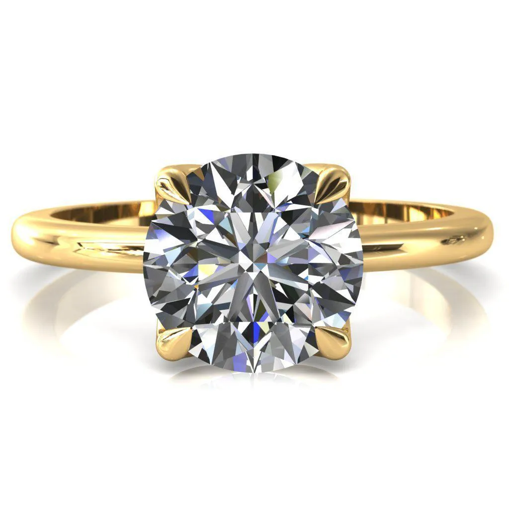 Felicity Round Lab-Grown Diamond Center Stone 4 Claw Prong Petal Basket Engagement Ring