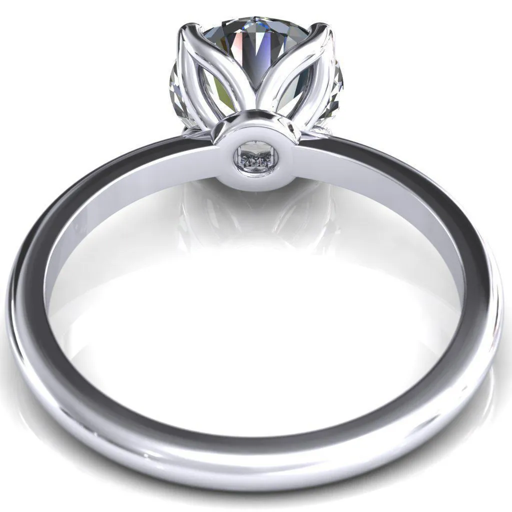 Felicity Round Lab-Grown Diamond Center Stone 4 Claw Prong Petal Basket Engagement Ring