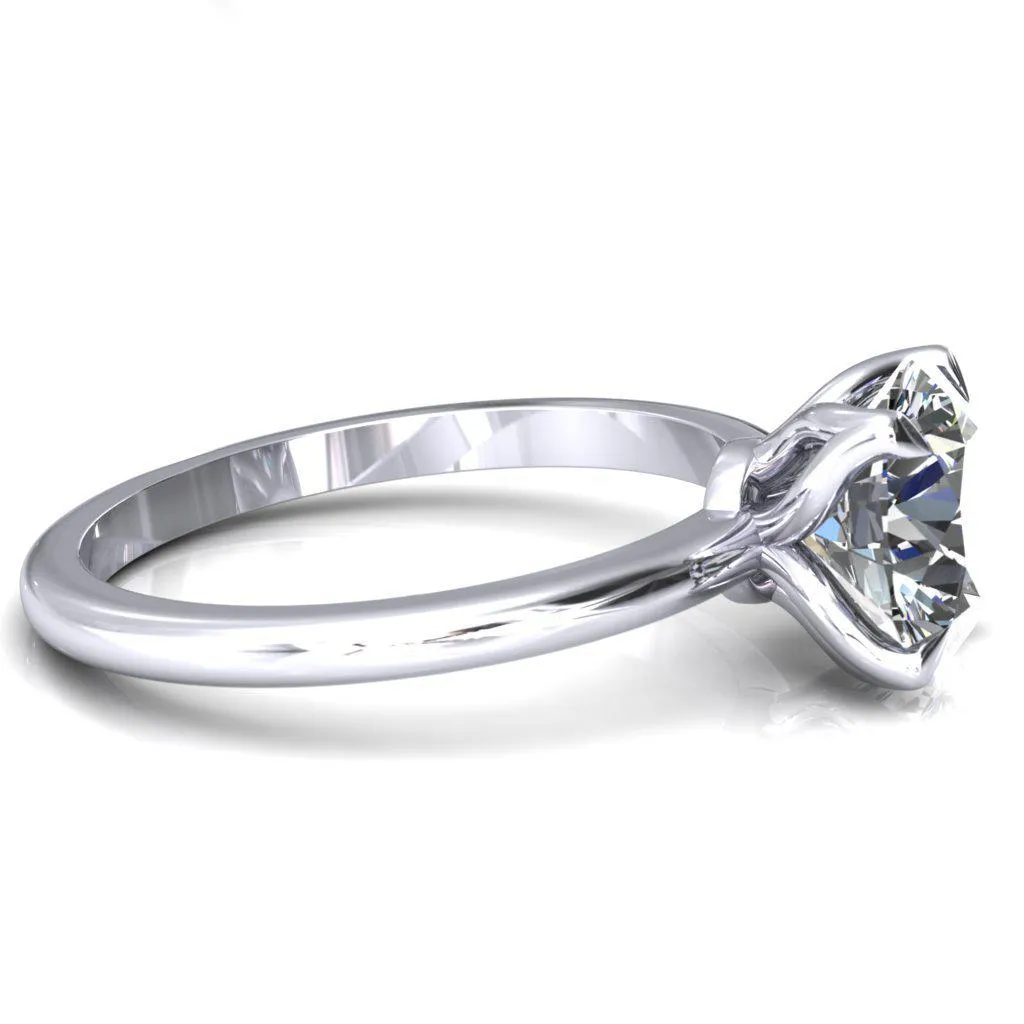 Felicity Round Lab-Grown Diamond Center Stone 4 Claw Prong Petal Basket Engagement Ring