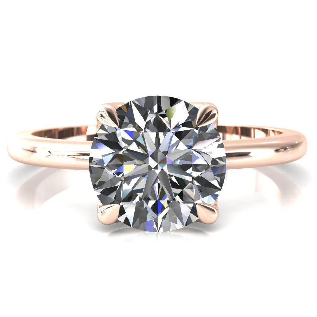 Felicity Round Lab-Grown Diamond Center Stone 4 Claw Prong Petal Basket Engagement Ring