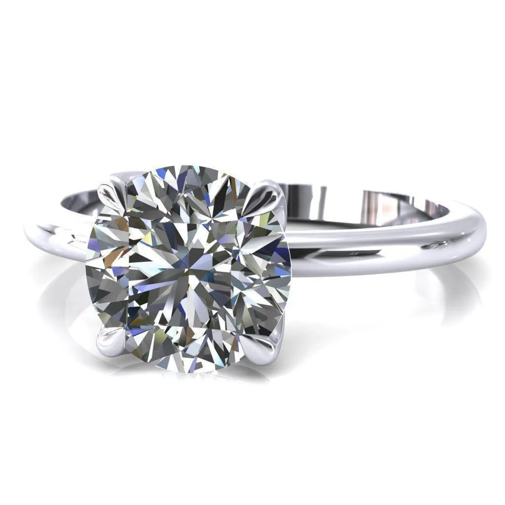 Felicity Round Lab-Grown Diamond Center Stone 4 Claw Prong Petal Basket Engagement Ring