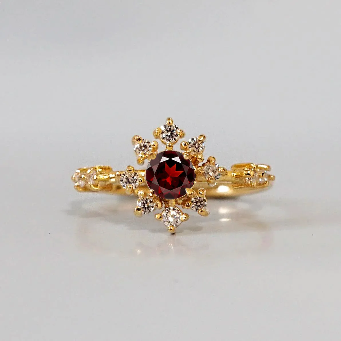 Garnet Rose Thorn Ring