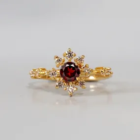 Garnet Rose Thorn Ring