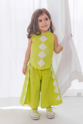 Girl Tie Dye Triangle Co-ord Set - Green