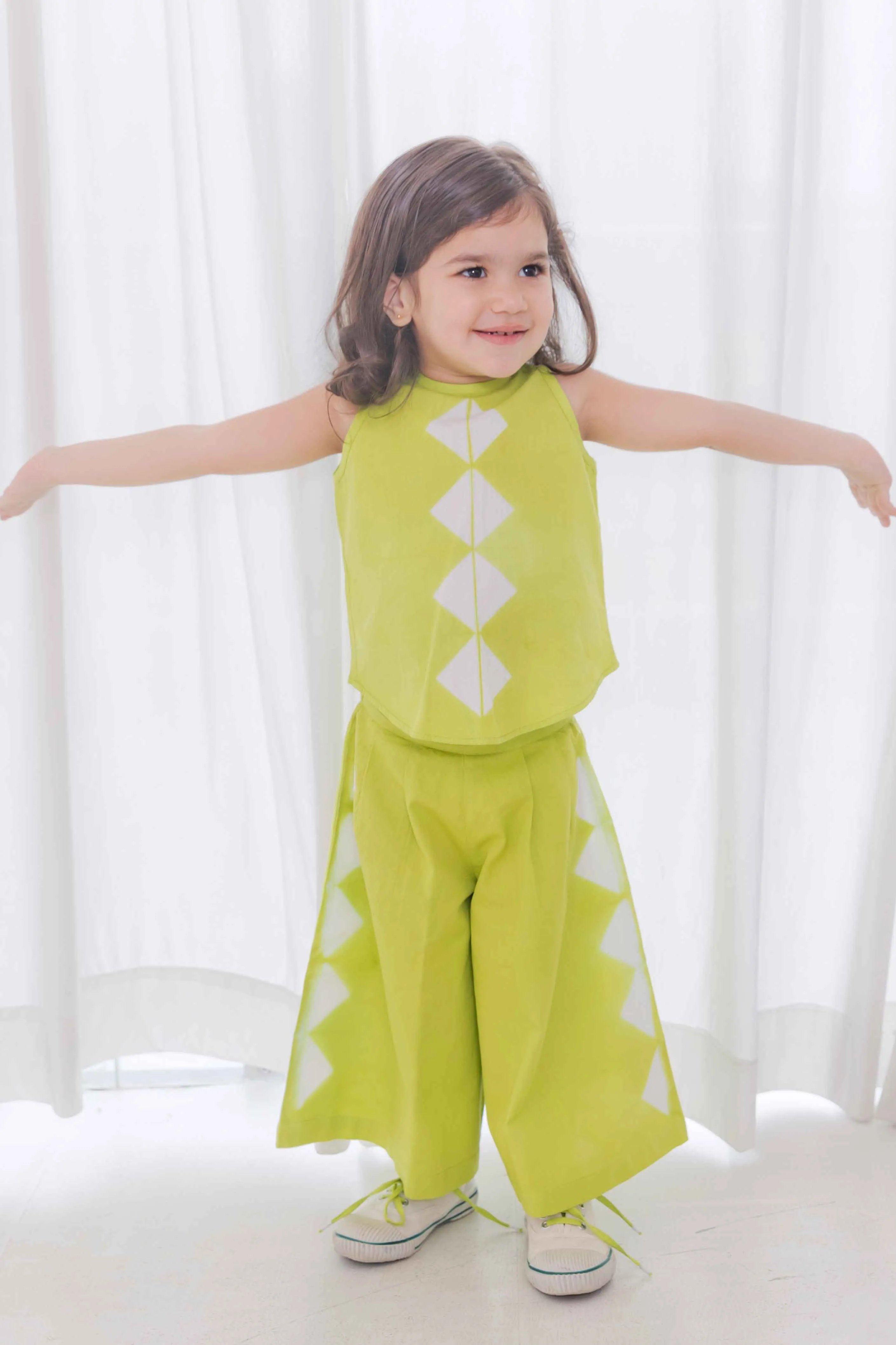 Girl Tie Dye Triangle Co-ord Set - Green