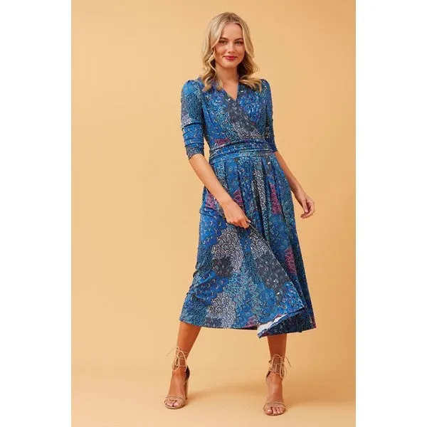 GRACE PEACOCK PRINT MIDI DRESS