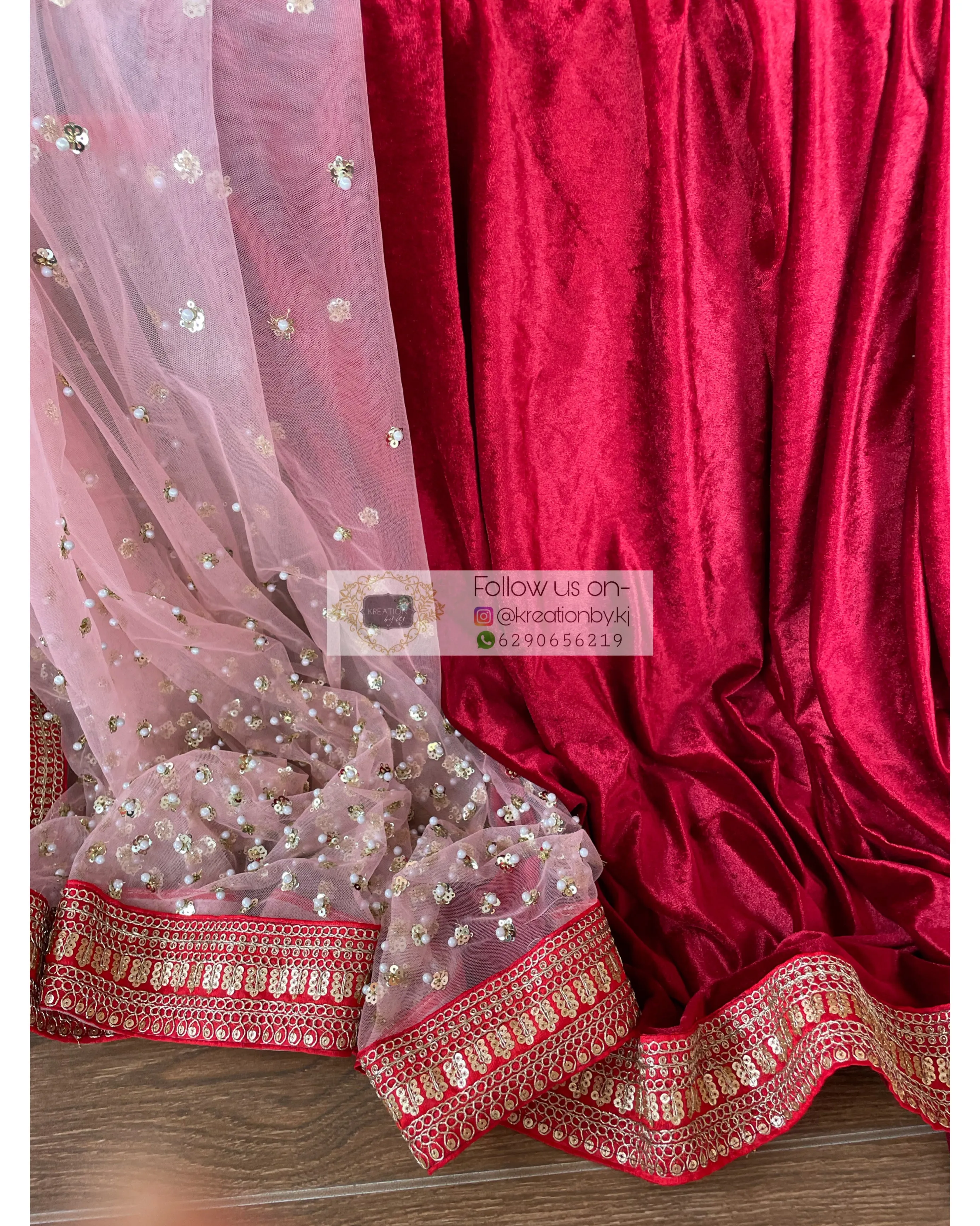 Half Velvet Half Net Maroon Saree