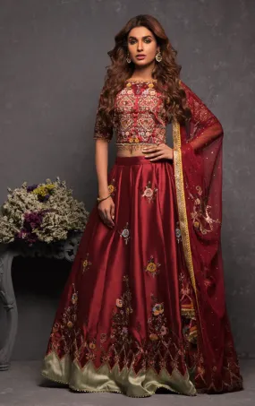 Handwork Crystal Embroidered Taffeta Lehenga Choli | SHAHIZAIB | L201916