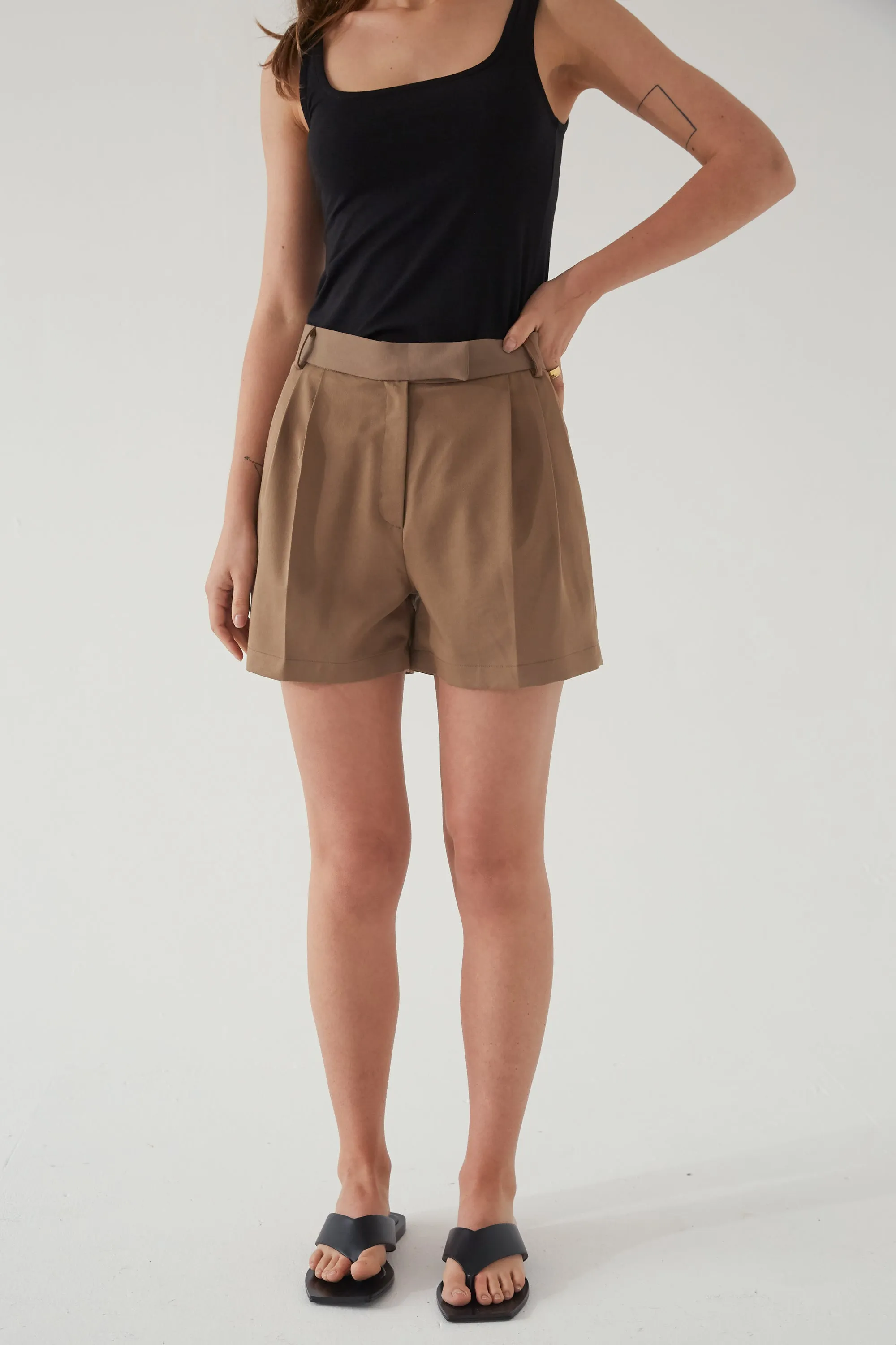 High Waisted Pleated Shorts