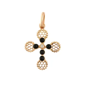 Lace Cross Diamond Pendant, Black, Rose Gold