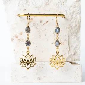 Lotus Mystic Labradorite Earrings