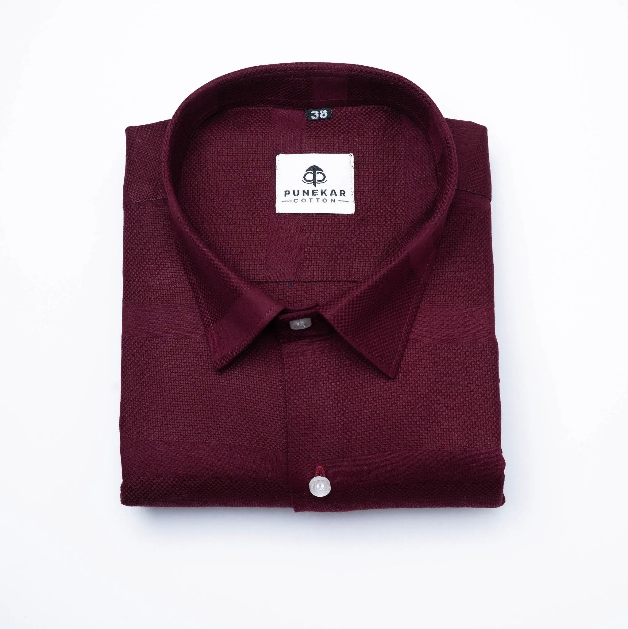 Maroon Color Pure Cotton Wide Stripe Shirt For Men