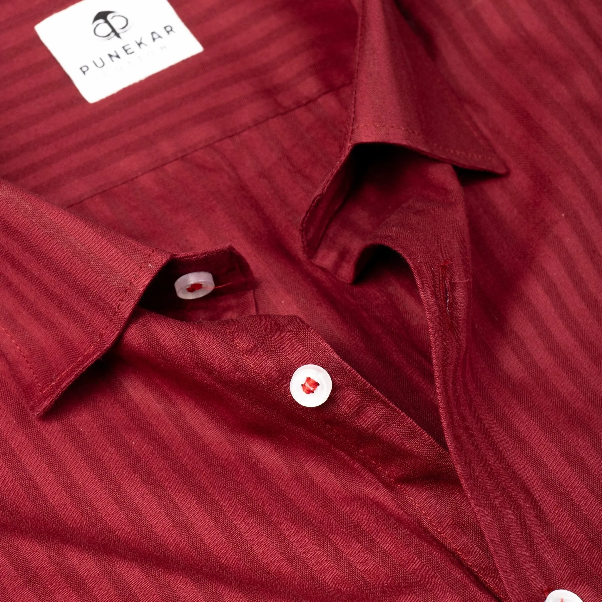 Maroon Color vertical Cotton stripe Shirt For Men