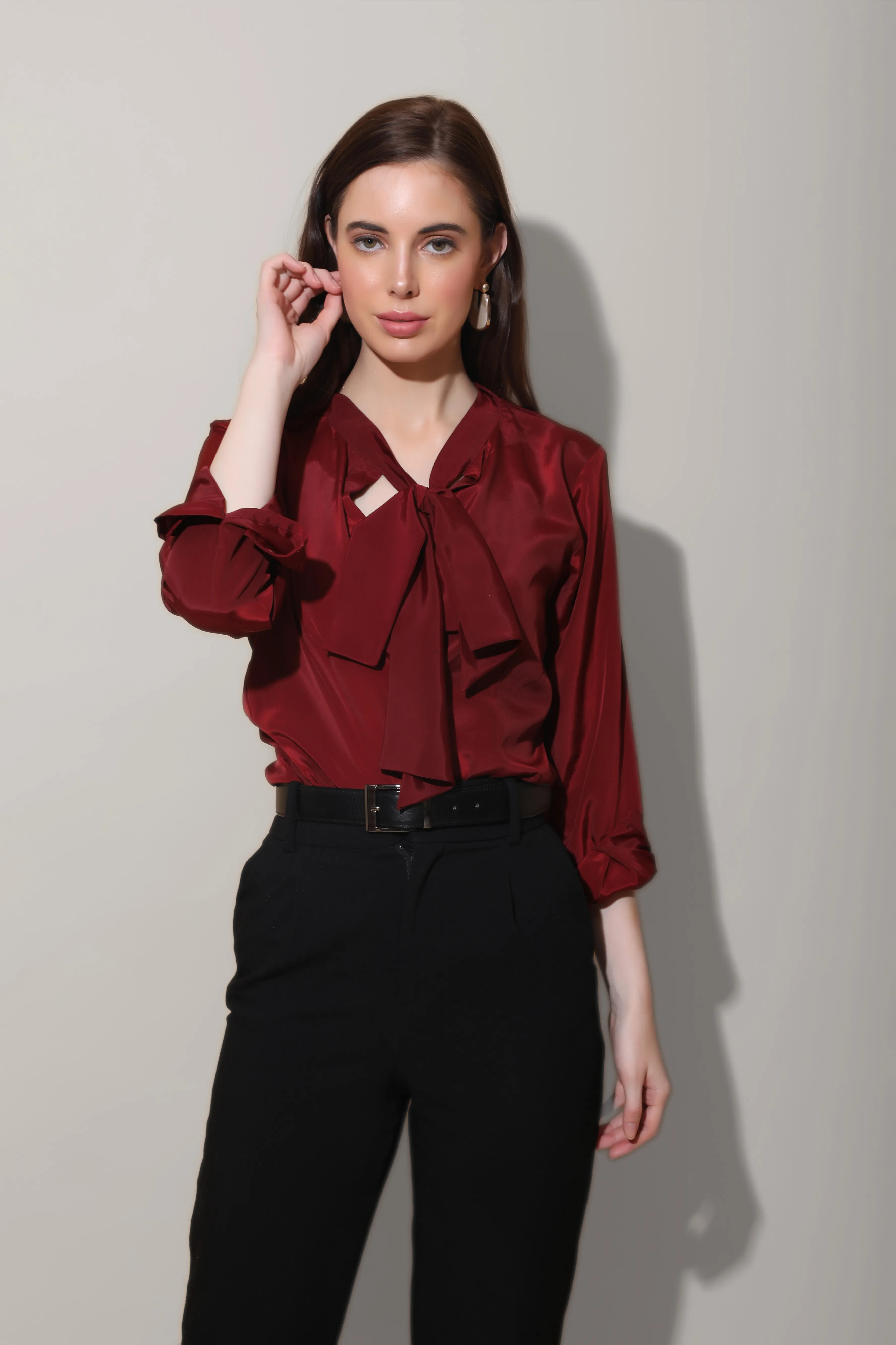 Maroon Neck Tie Shirt