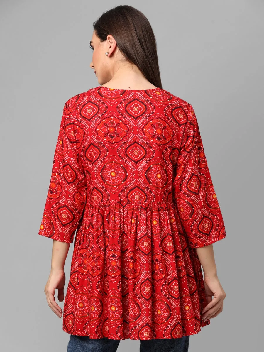 Maroon Ornamental Printed Tunic