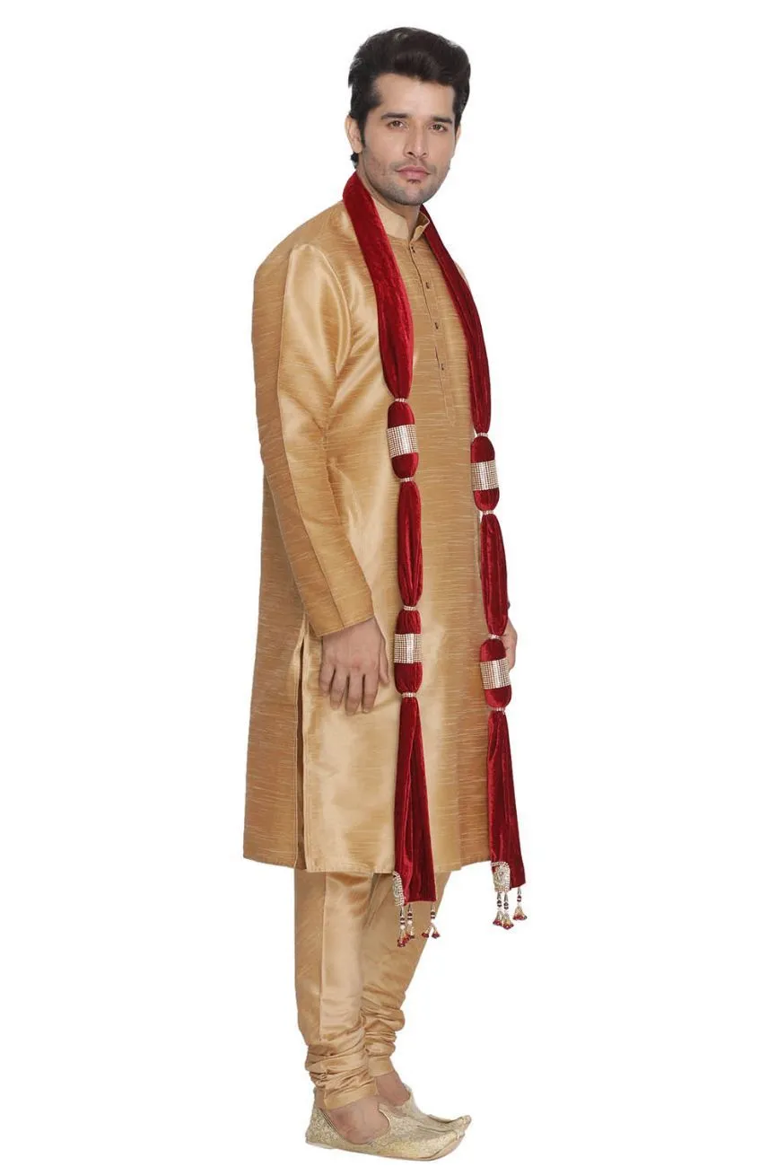 Men's Maroon Velvet Dupatta