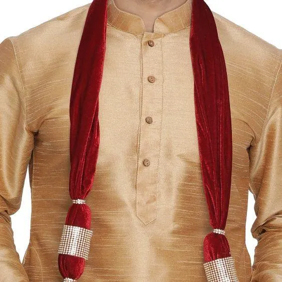 Men's Maroon Velvet Dupatta