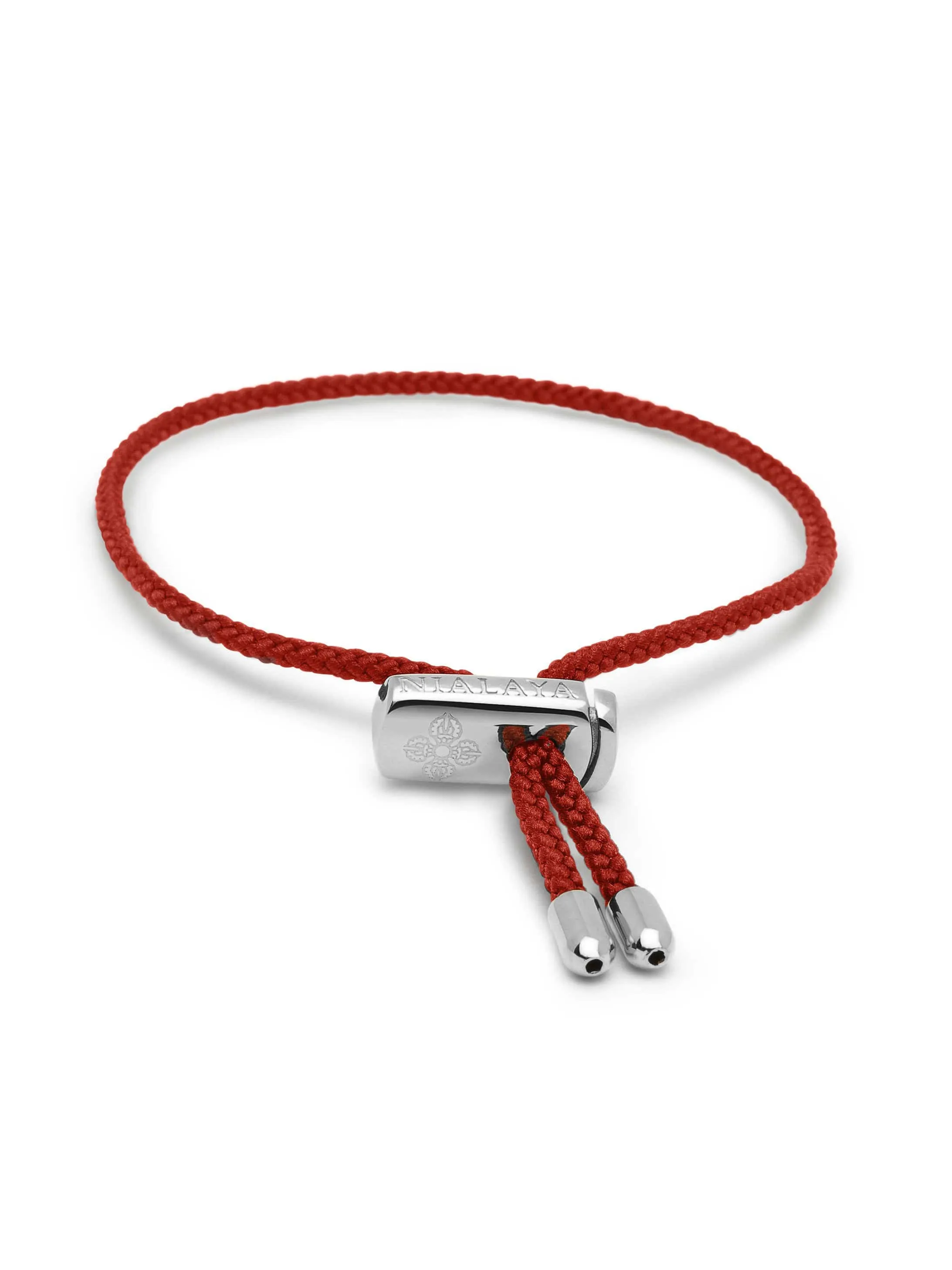 Men's Red String Bracelet with Adjustable Silver Lock