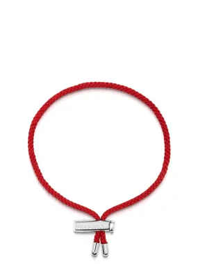 Men's Red String Bracelet with Adjustable Silver Lock