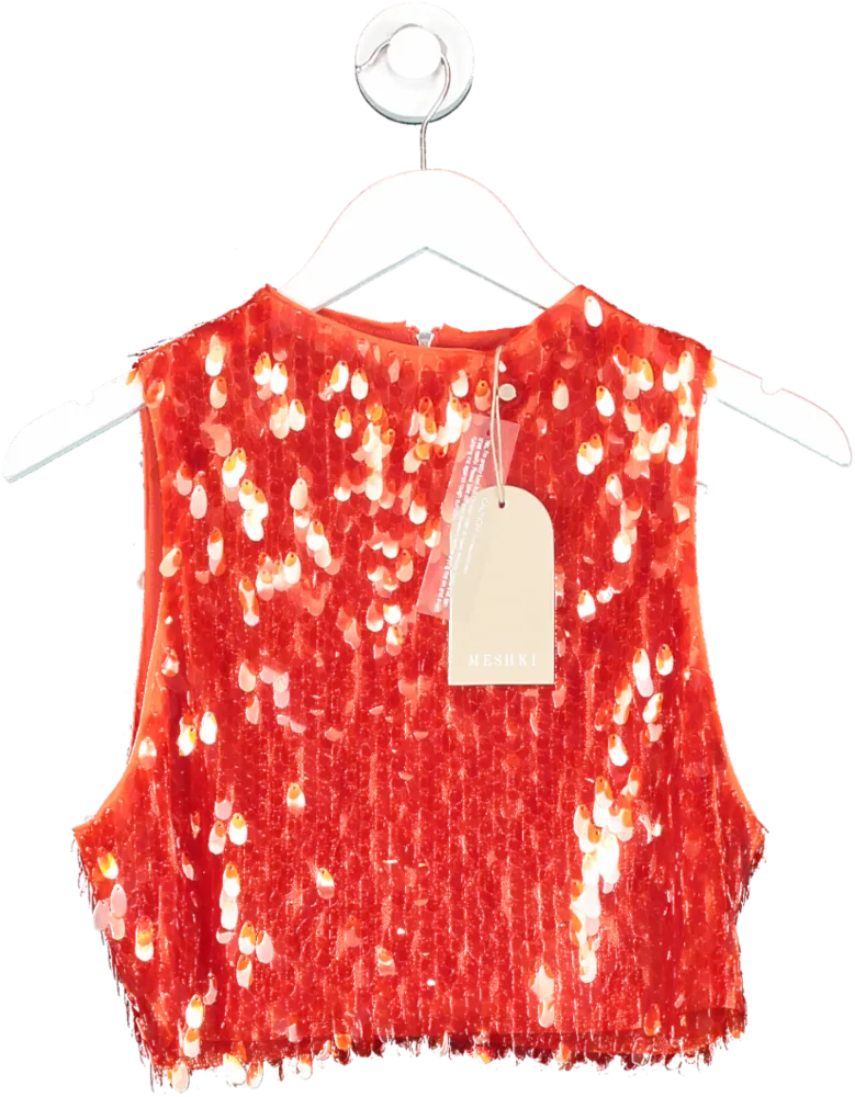 Meshki Orange Savannah Sequin Crop Top UK S