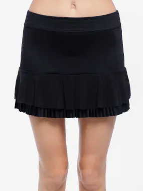 Nora Tennis Pleated Flounce Skirt - Black