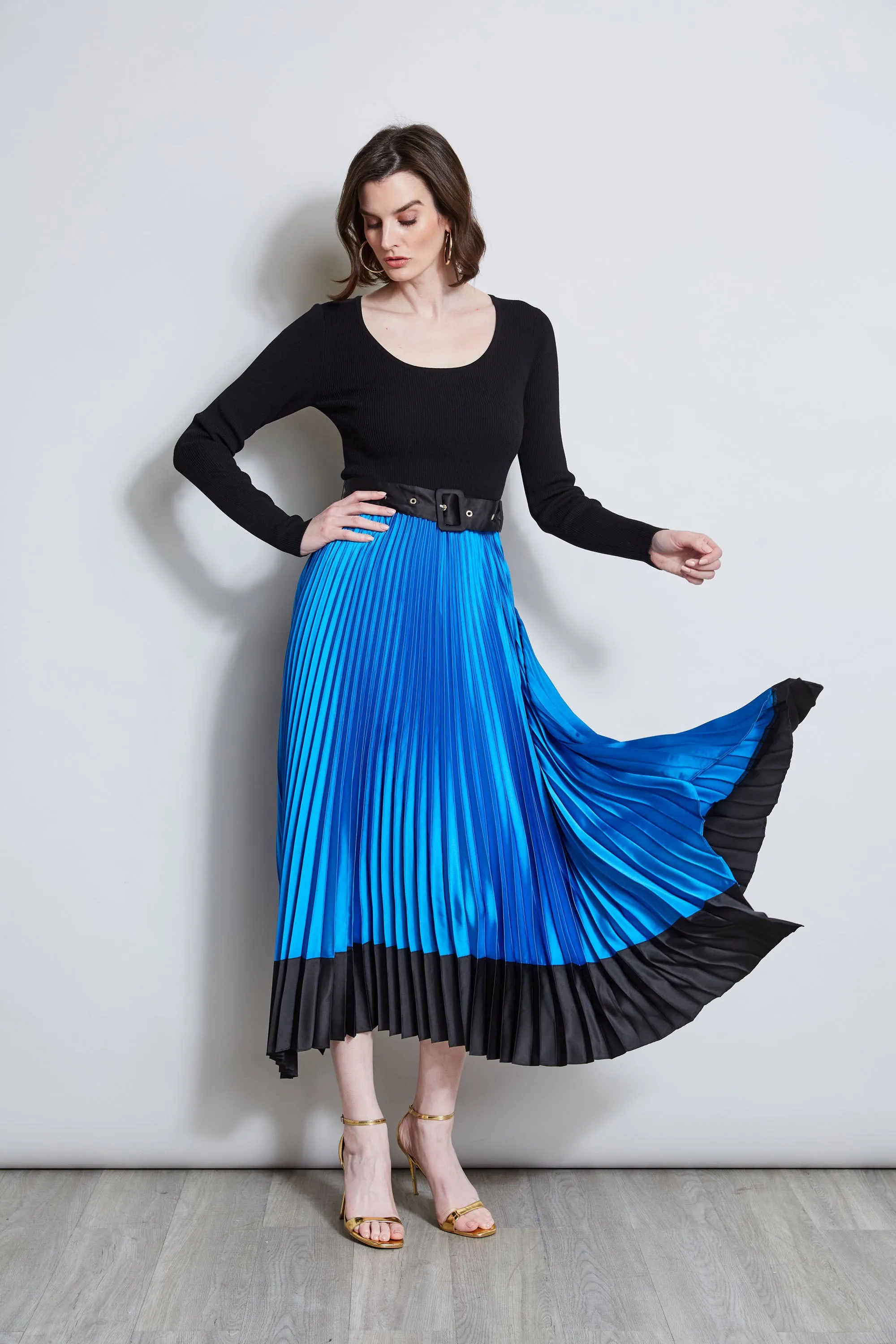 Pleated Belted Dress