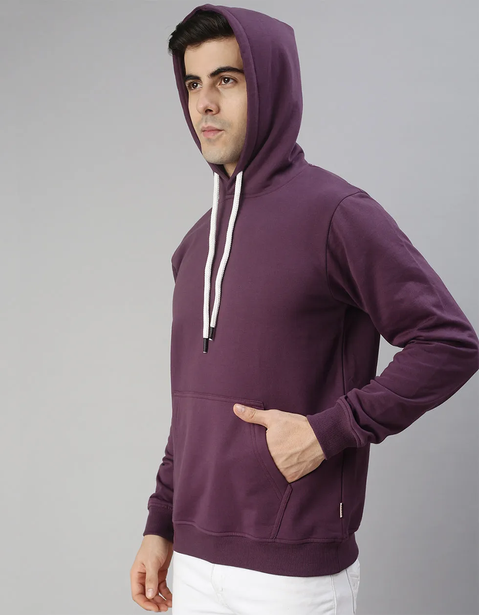 Purple Solid Regular Hoodie