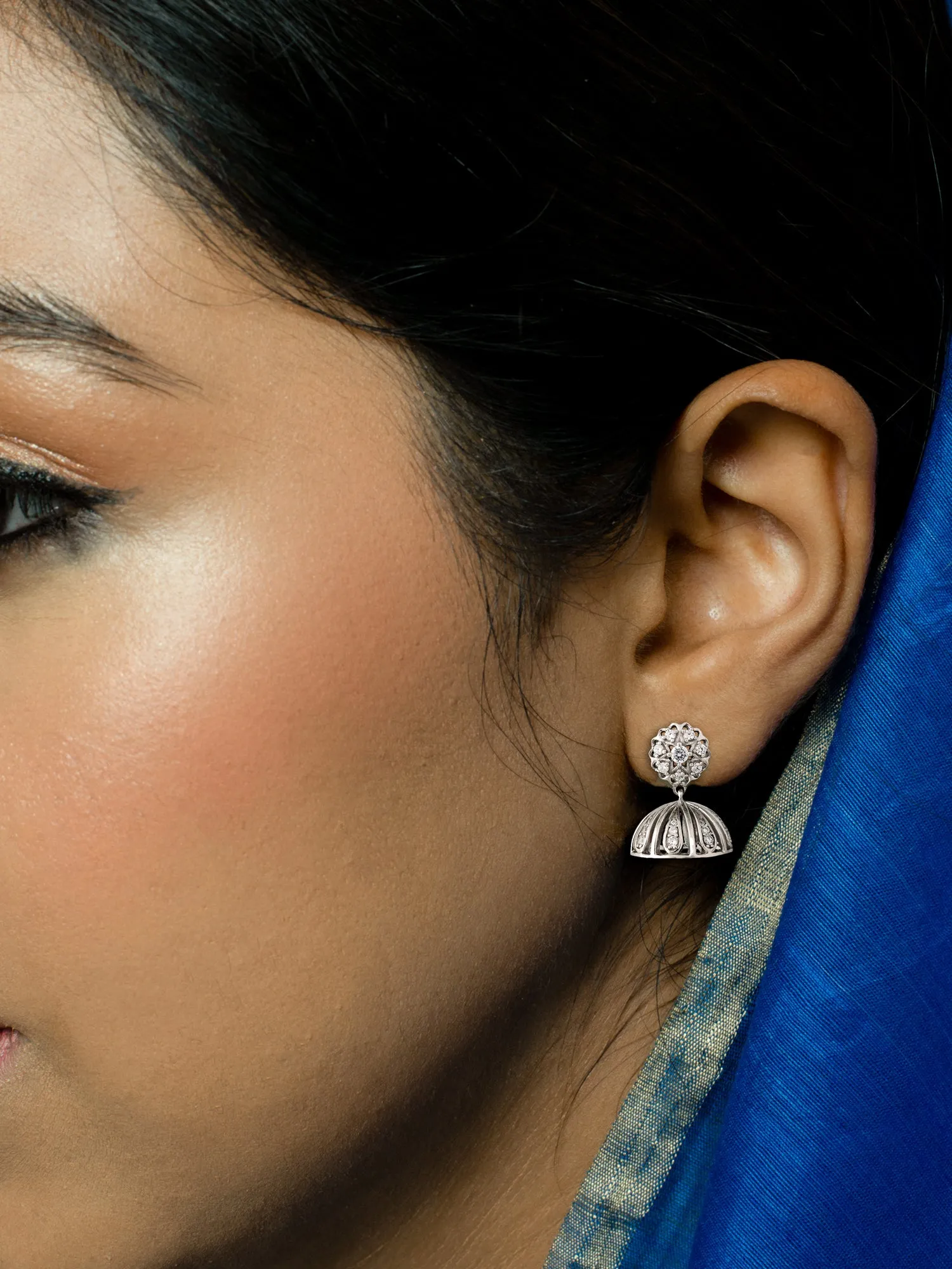 Rani Pure 925 Silver Jhumka Earrings