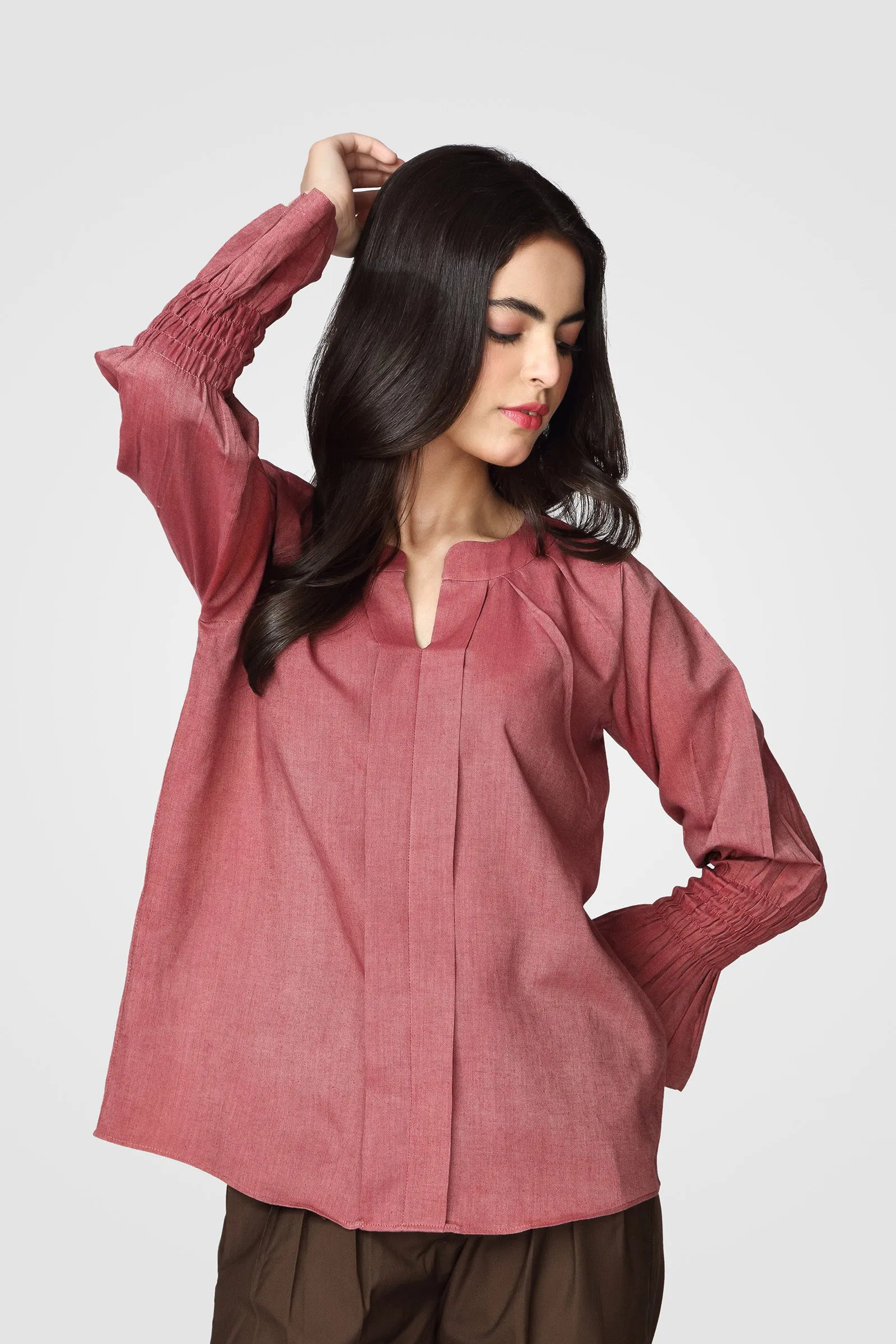 Rosy Bell Sleeve Blouse