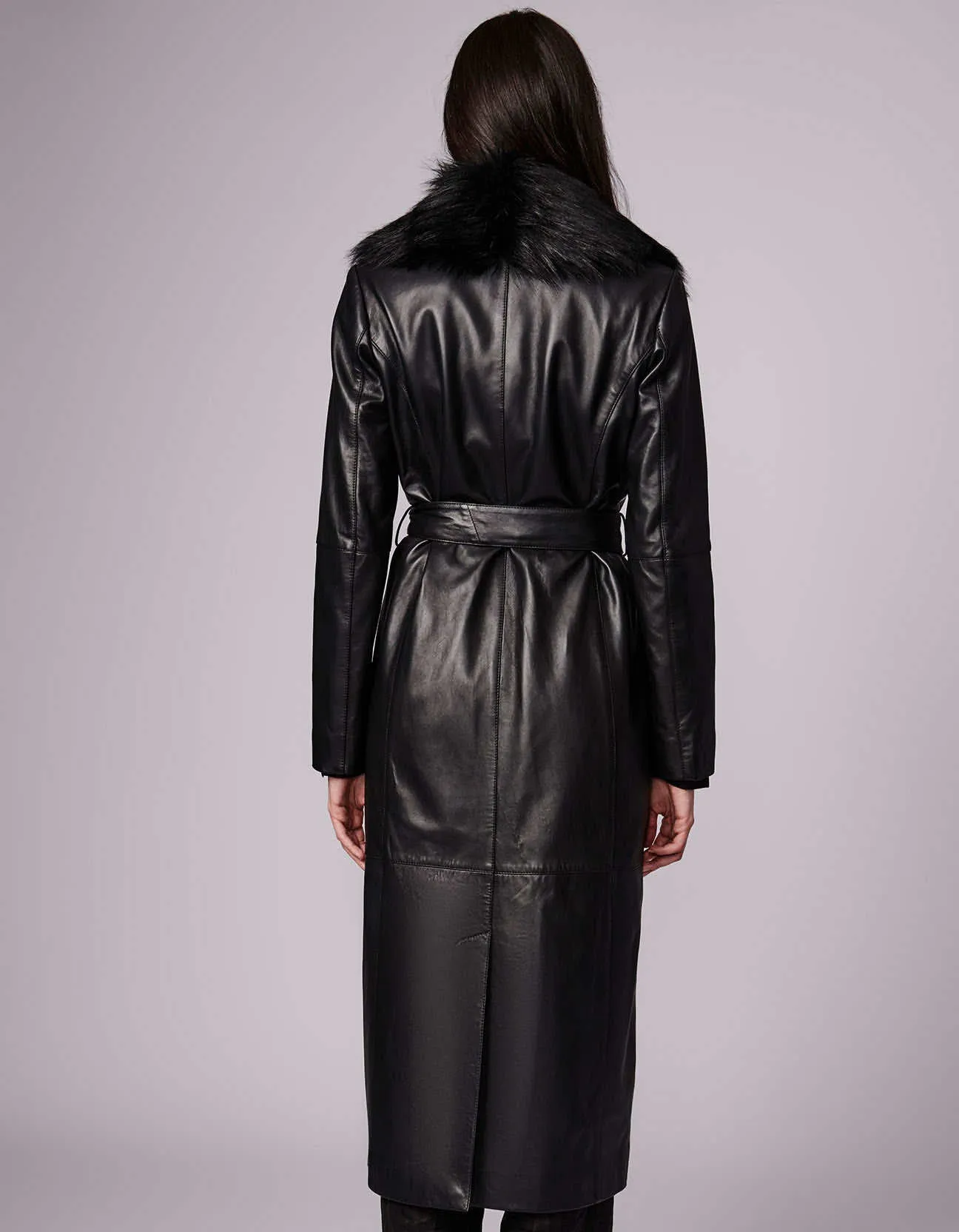 RSVP Leather Faux Fur Long Coat