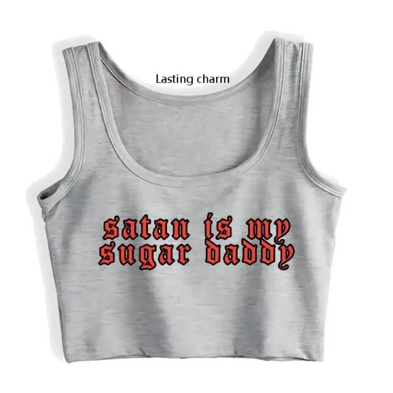 Satan Is My Sugar Daddy Print Tank Top