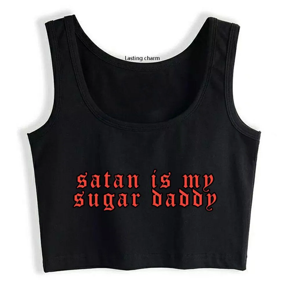 Satan Is My Sugar Daddy Print Tank Top