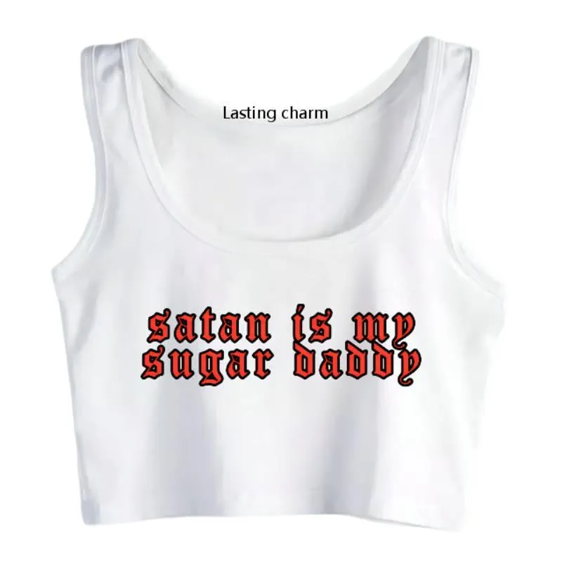 Satan Is My Sugar Daddy Print Tank Top