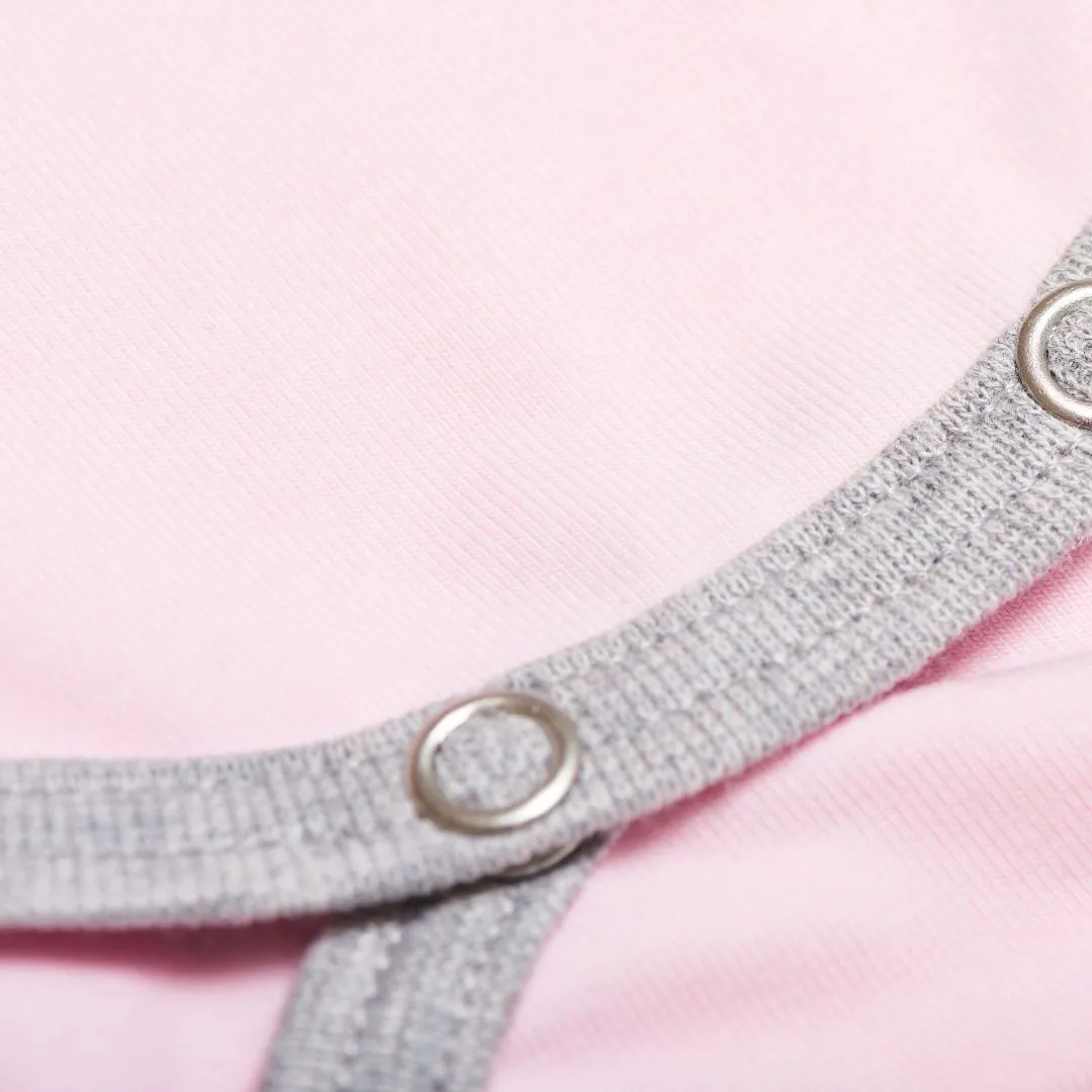 Short-sleeve baby body "Baby Pink/Grey"