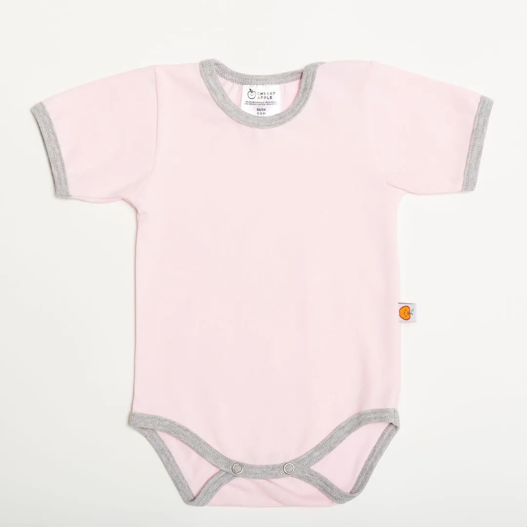 Short-sleeve baby body "Baby Pink/Grey"