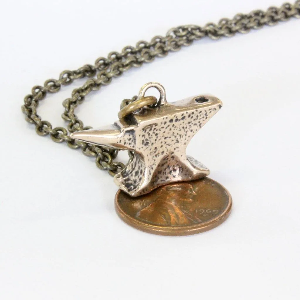 Solid Bronze Anvil Necklace