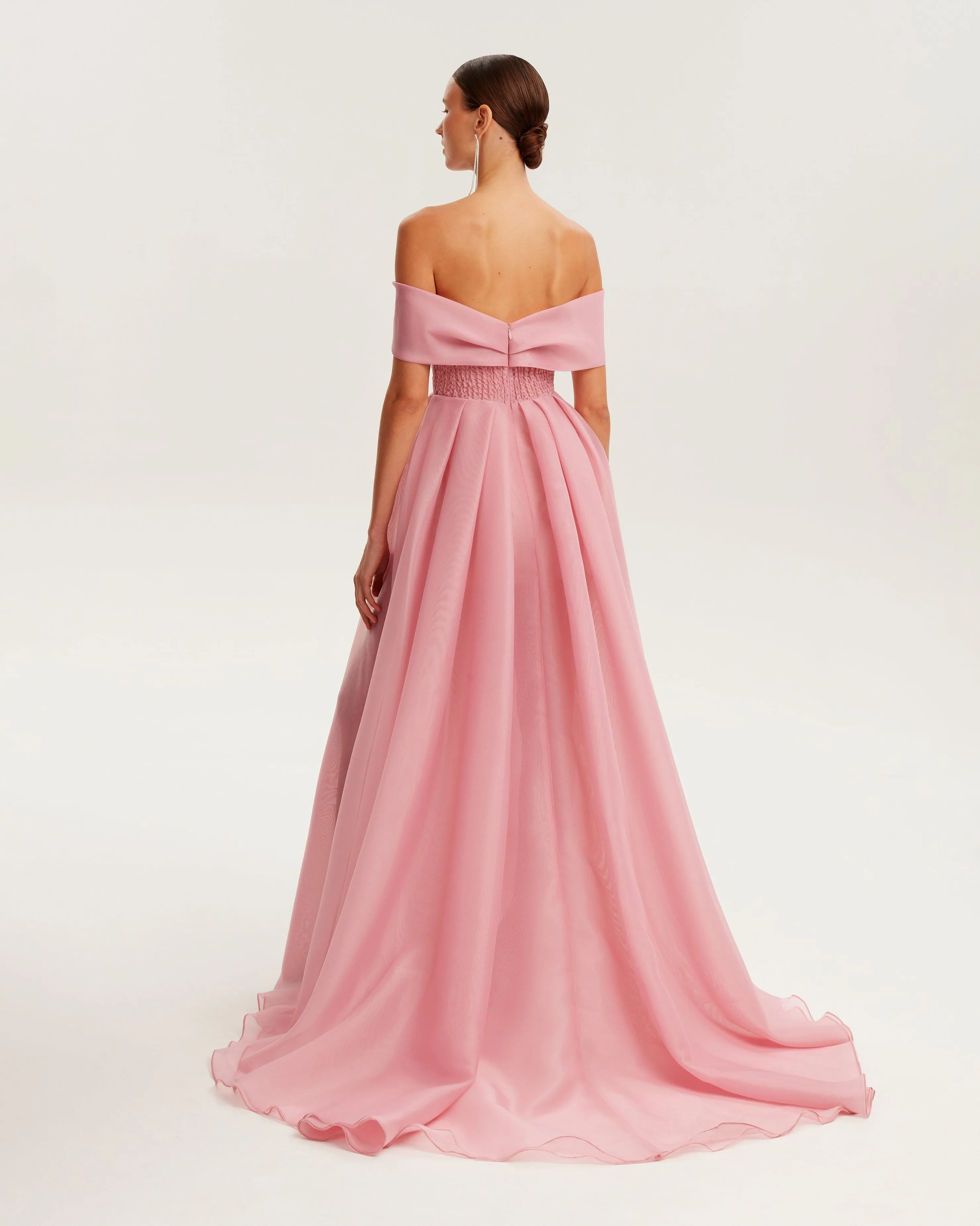 Sophisticated off-the-shoulder misty rose maxi dress, Garden of Eden