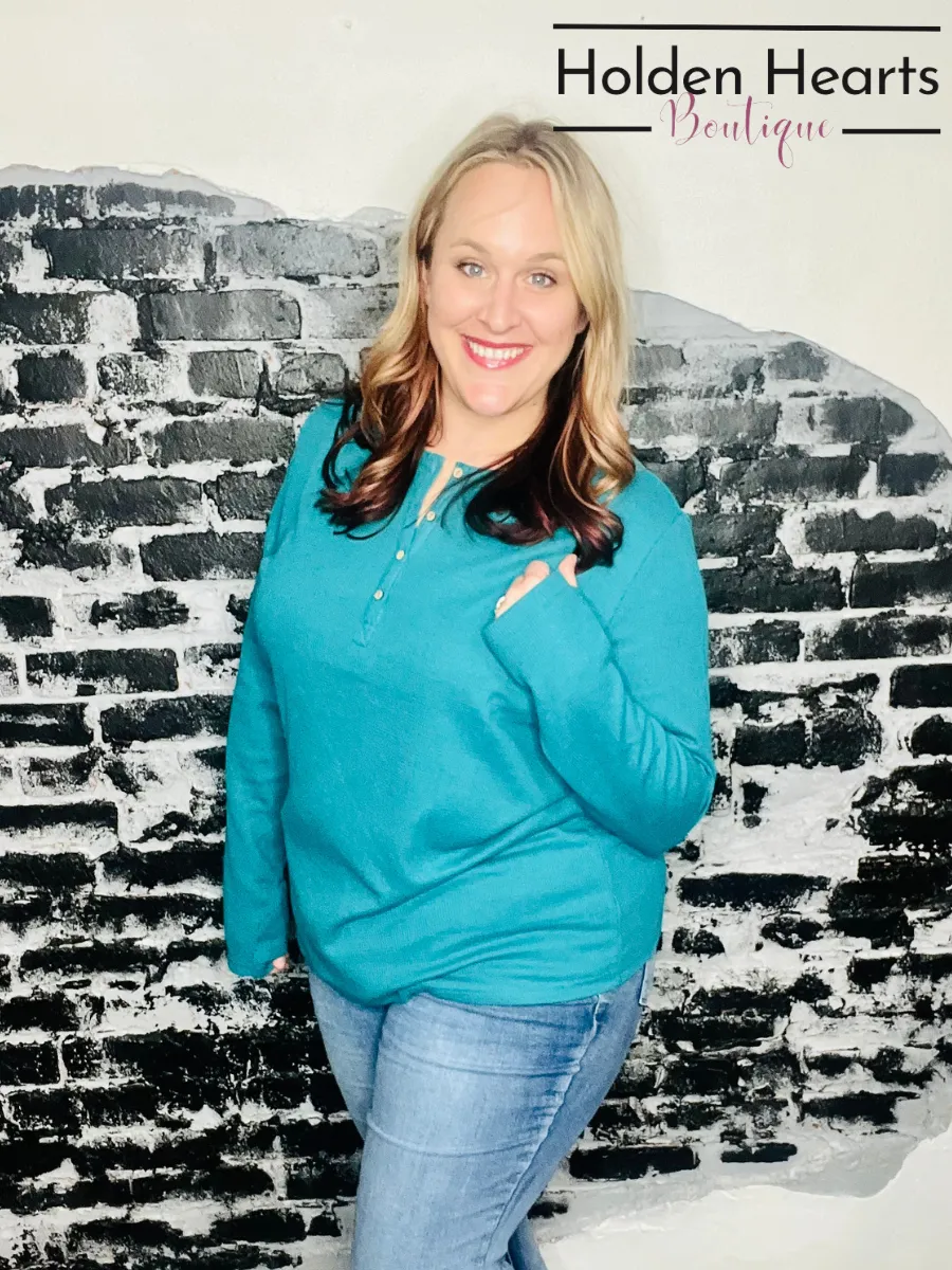 Teal Harper Long Sleeve Henley