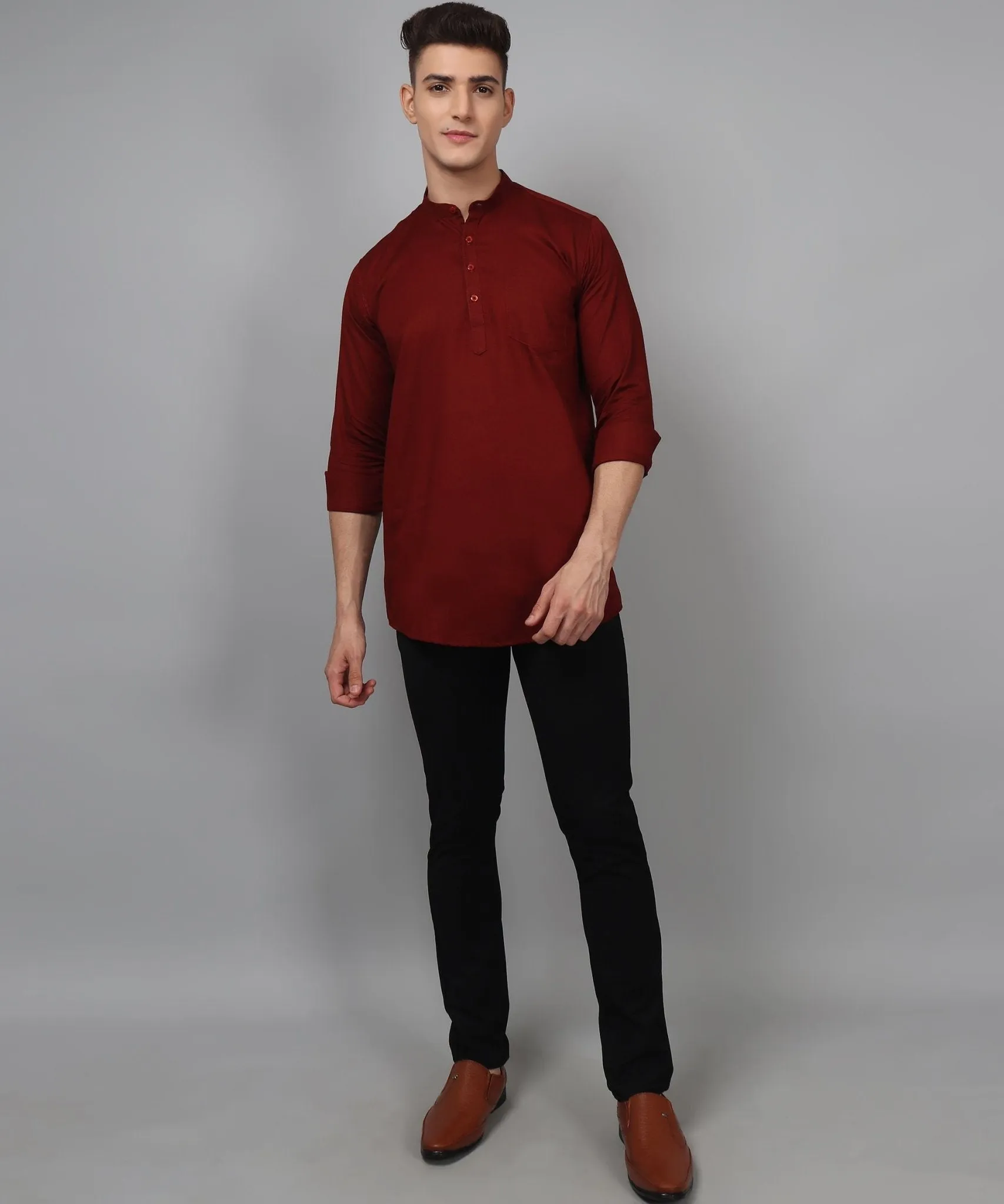 TryBuy Premium Maroon Ethnic Kurta for Men