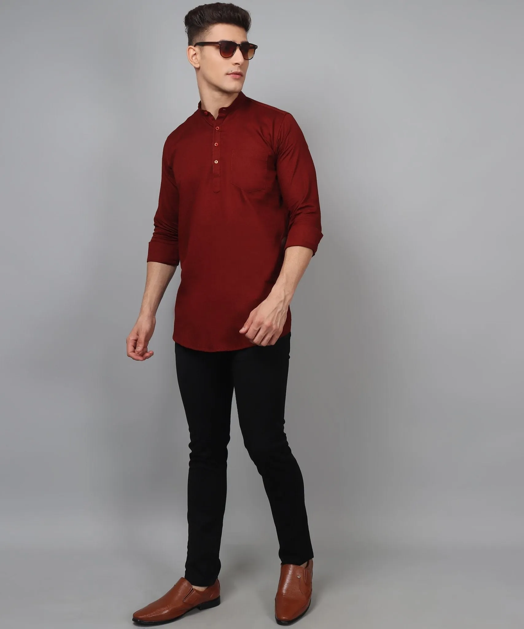 TryBuy Premium Maroon Ethnic Kurta for Men