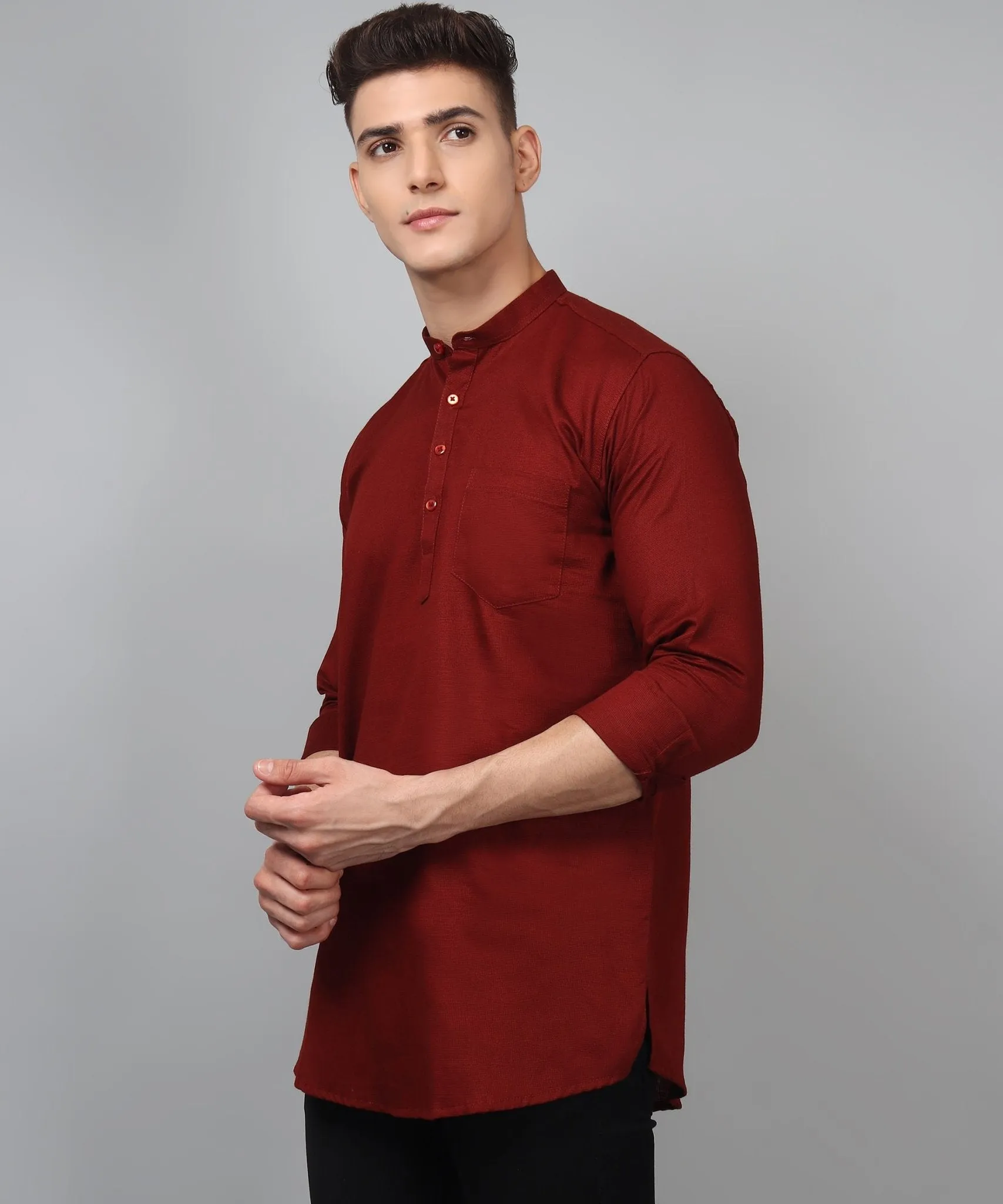 TryBuy Premium Maroon Ethnic Kurta for Men