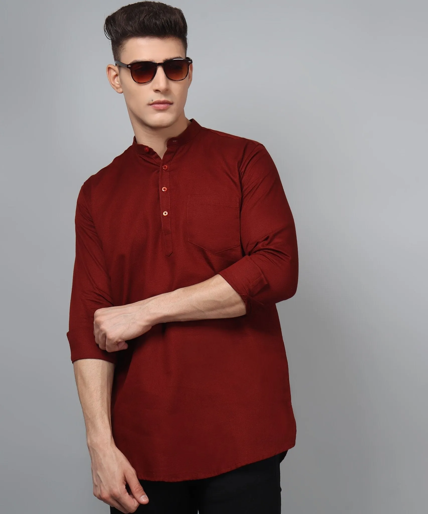 TryBuy Premium Maroon Ethnic Kurta for Men