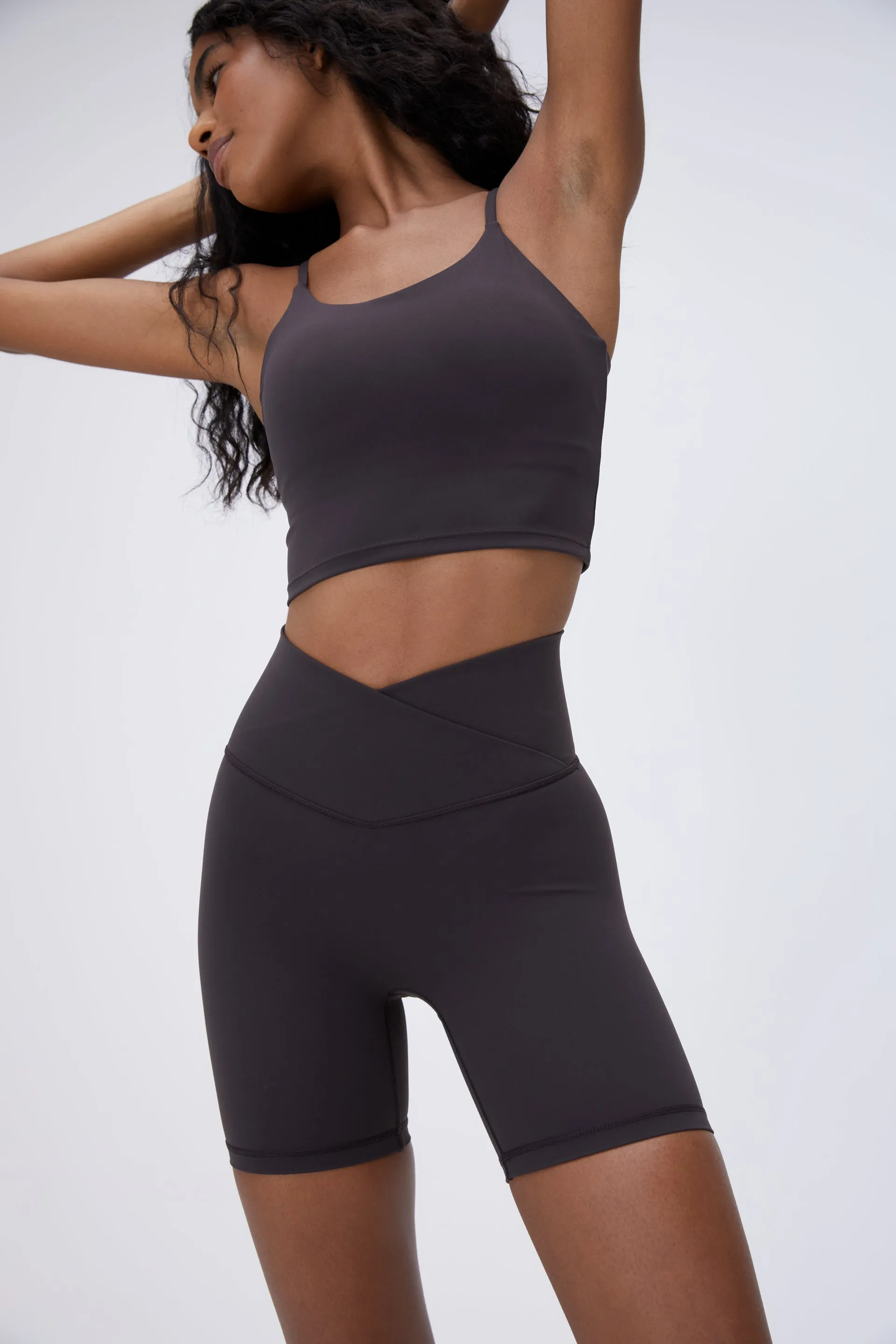 Ultimate Wrap Over Crop Shorts - Coffee Bean